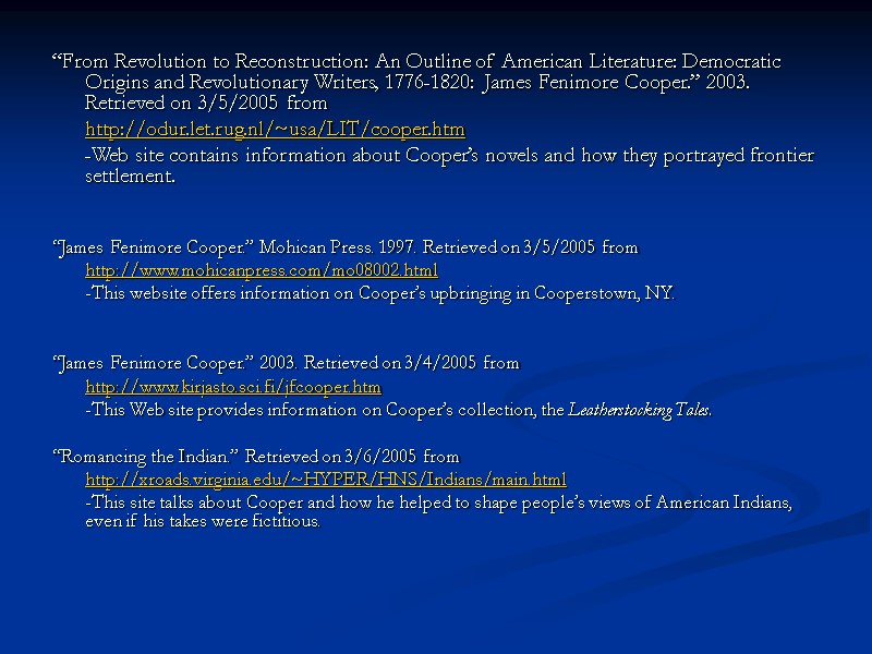 “From Revolution to Reconstruction: An Outline of American Literature: Democratic Origins and Revolutionary Writers,